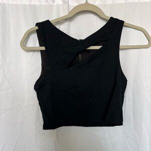 Bebe Sleeveless Cutout Crop Top Womens Solid Black Size XS